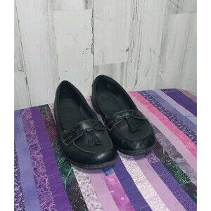 Clarks Shoes Womens 9.5 W Ashland Bubble Tassel Loafers Black Leather